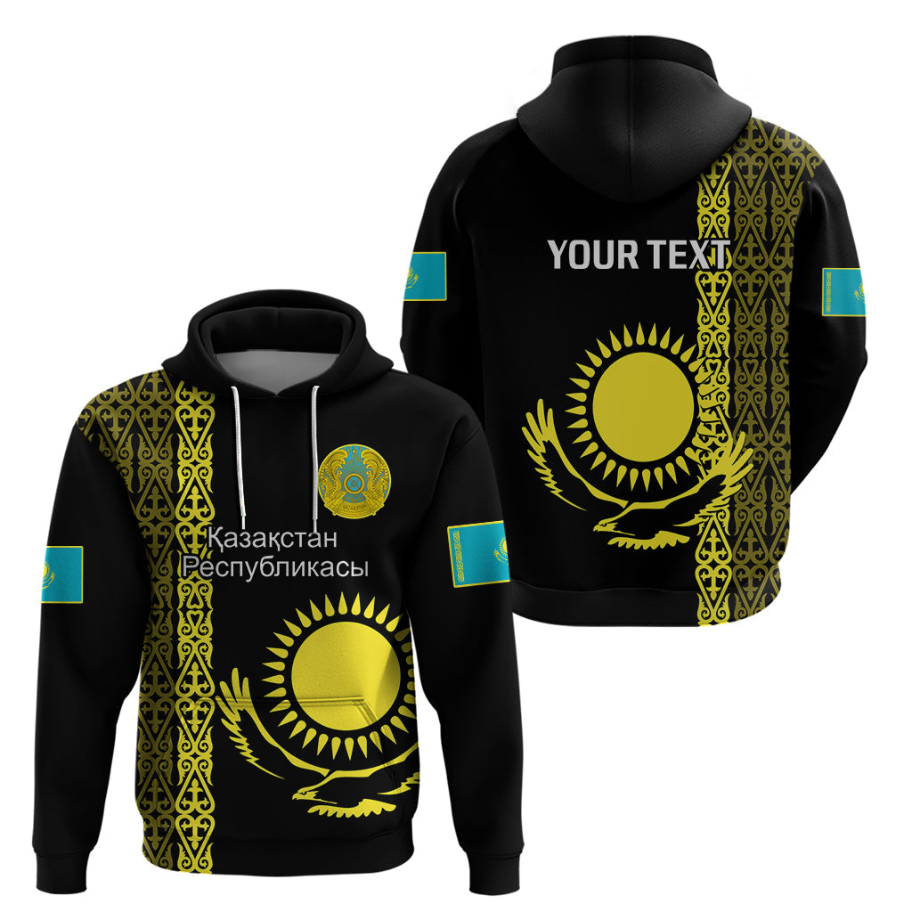 Custom Kazakhstan Hoodie Kazakh Traditional Pattern Black Version LT14