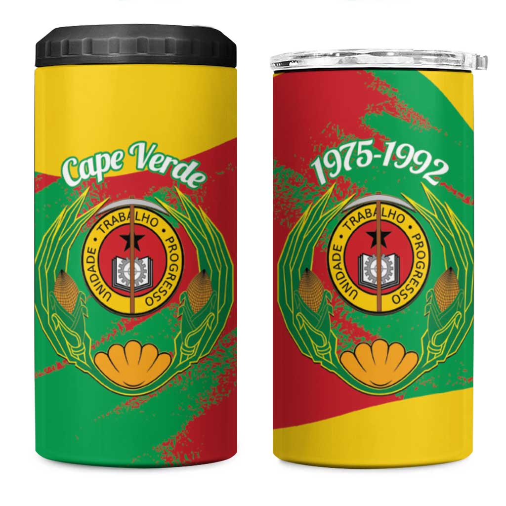 Cape Verde 1975-1992 4 in 1 Can Cooler Tumbler Coat Of Arms Grunge Style LT14