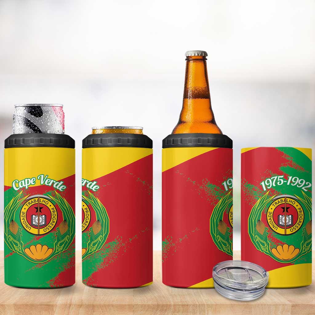 Cape Verde 1975-1992 4 in 1 Can Cooler Tumbler Coat Of Arms Grunge Style LT14