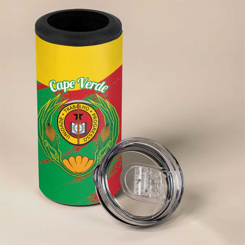 Cape Verde 1975-1992 4 in 1 Can Cooler Tumbler Coat Of Arms Grunge Style LT14