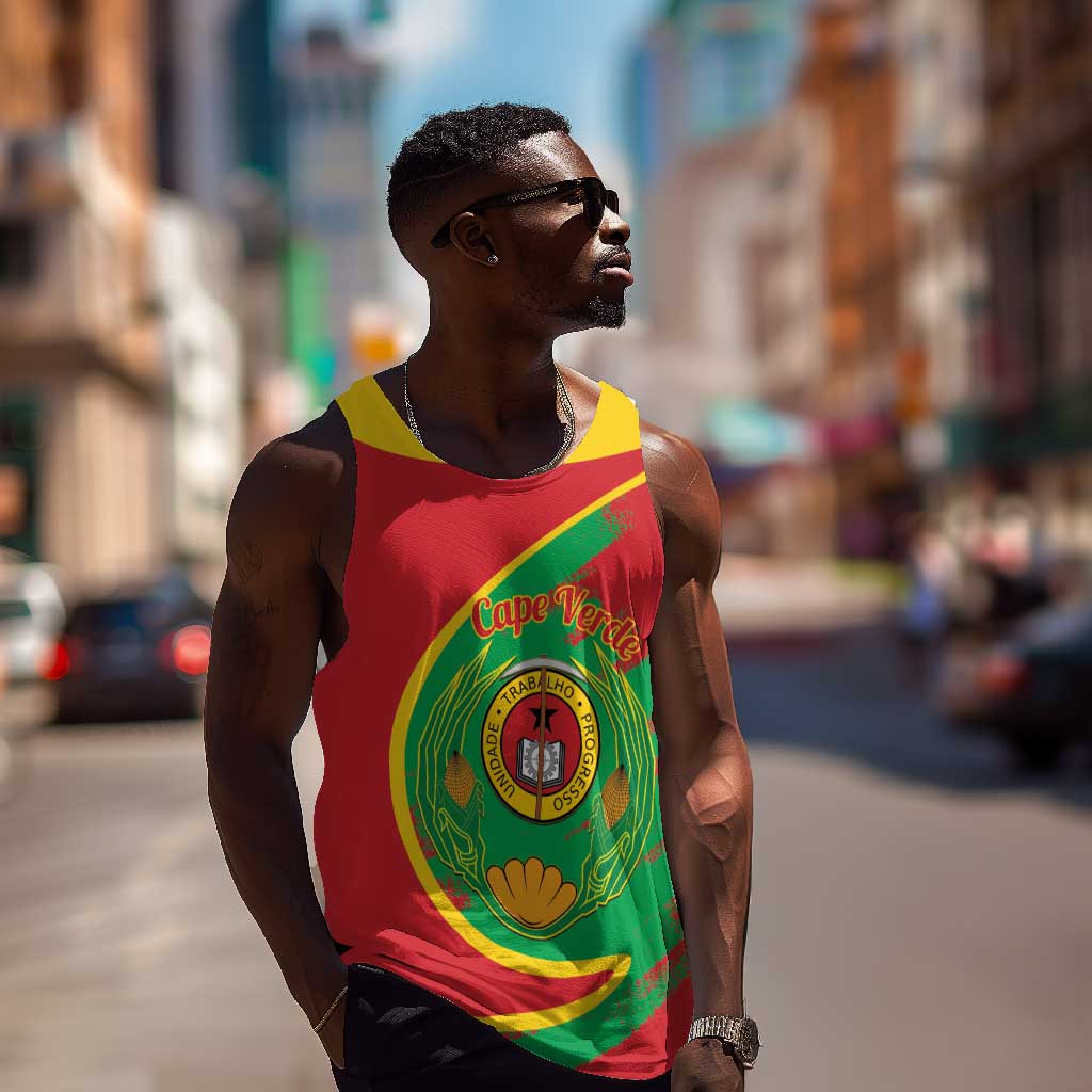 Cape Verde 1975-1992 Men Tank Top Coat Of Arms Grunge Style LT14