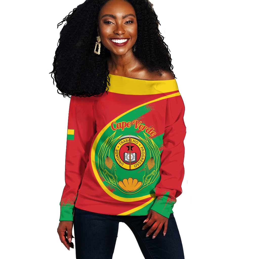 Cape Verde 1975-1992 Off Shoulder Sweater Coat Of Arms Grunge Style LT14