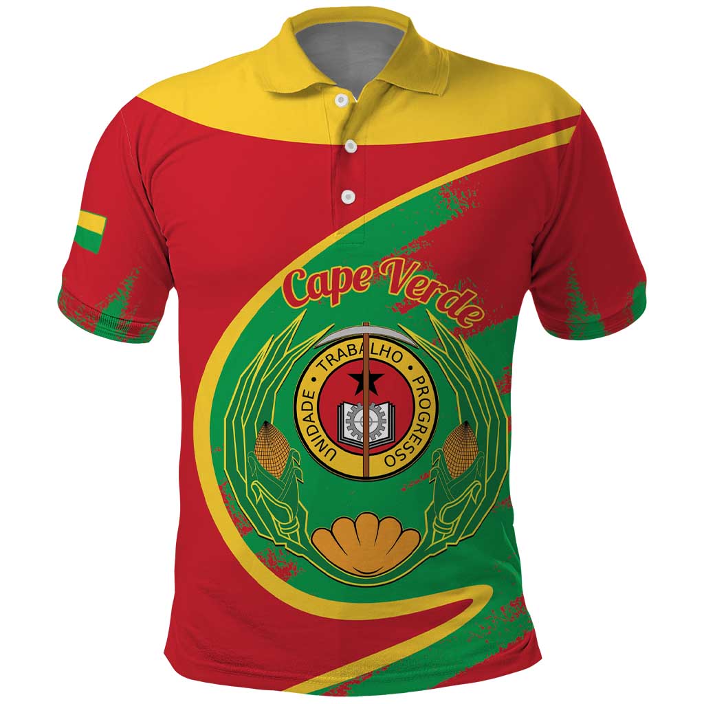 Cape Verde 1975-1992 Polo Shirt Coat Of Arms Grunge Style LT14