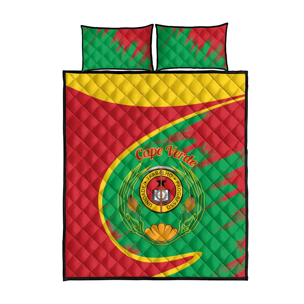 Cape Verde 1975-1992 Quilt Bed Set Coat Of Arms Grunge Style LT14