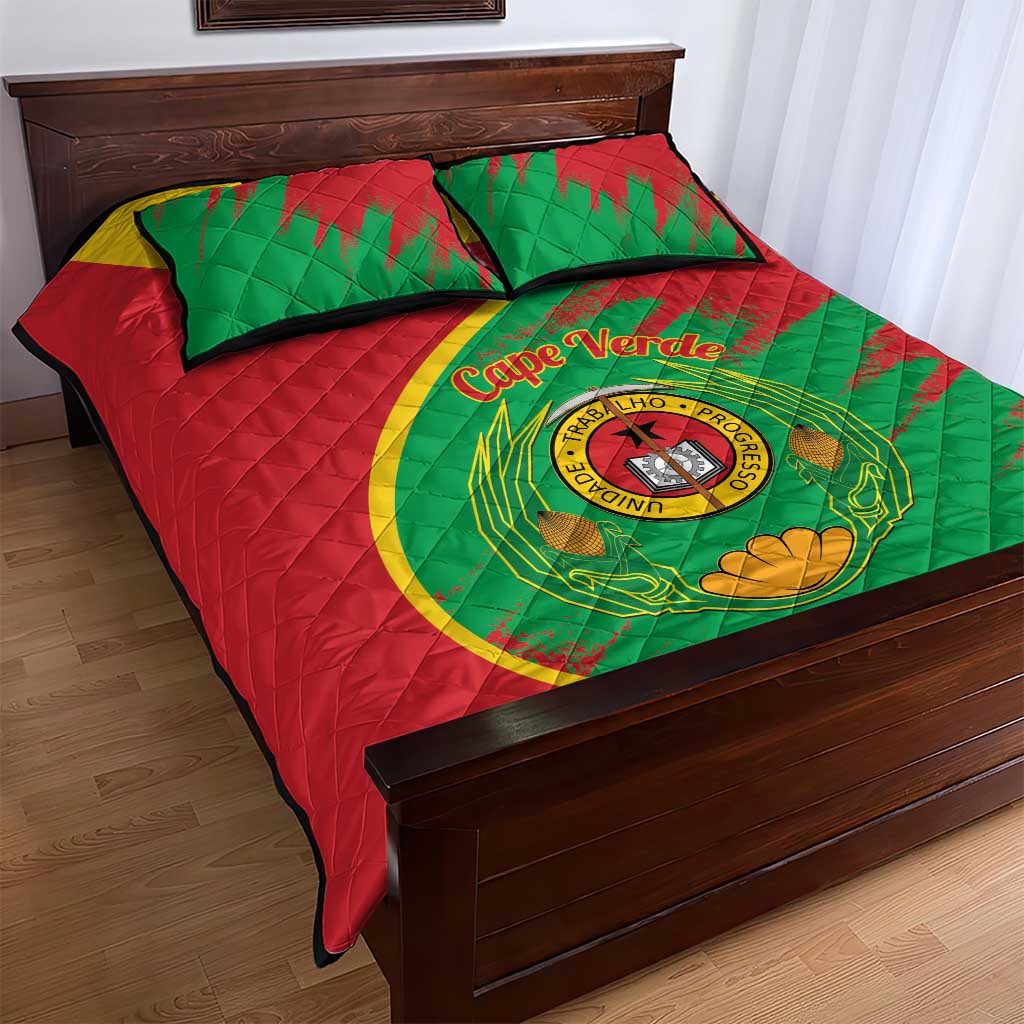 Cape Verde 1975-1992 Quilt Bed Set Coat Of Arms Grunge Style LT14