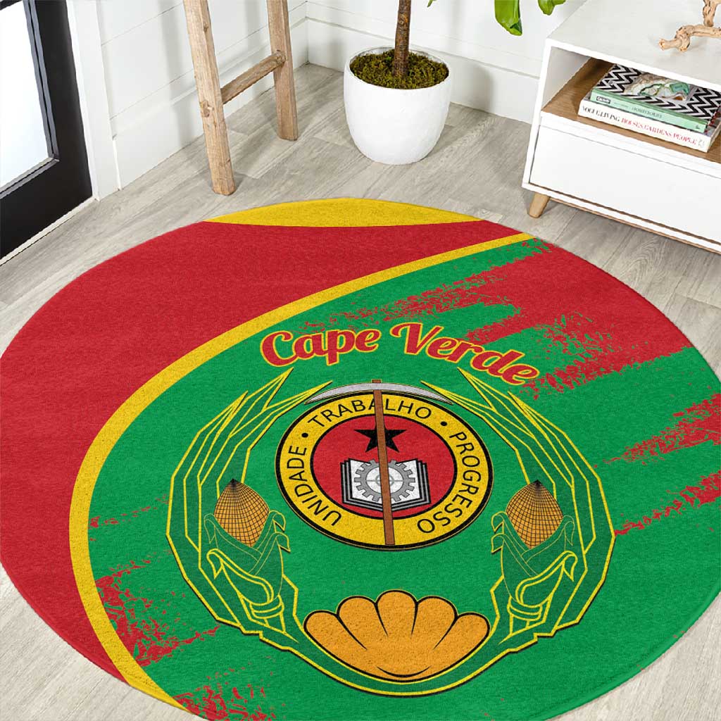 Cape Verde 1975-1992 Round Carpet Coat Of Arms Grunge Style LT14