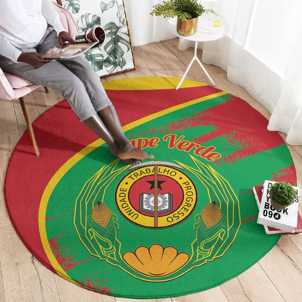 Cape Verde 1975-1992 Round Carpet Coat Of Arms Grunge Style LT14