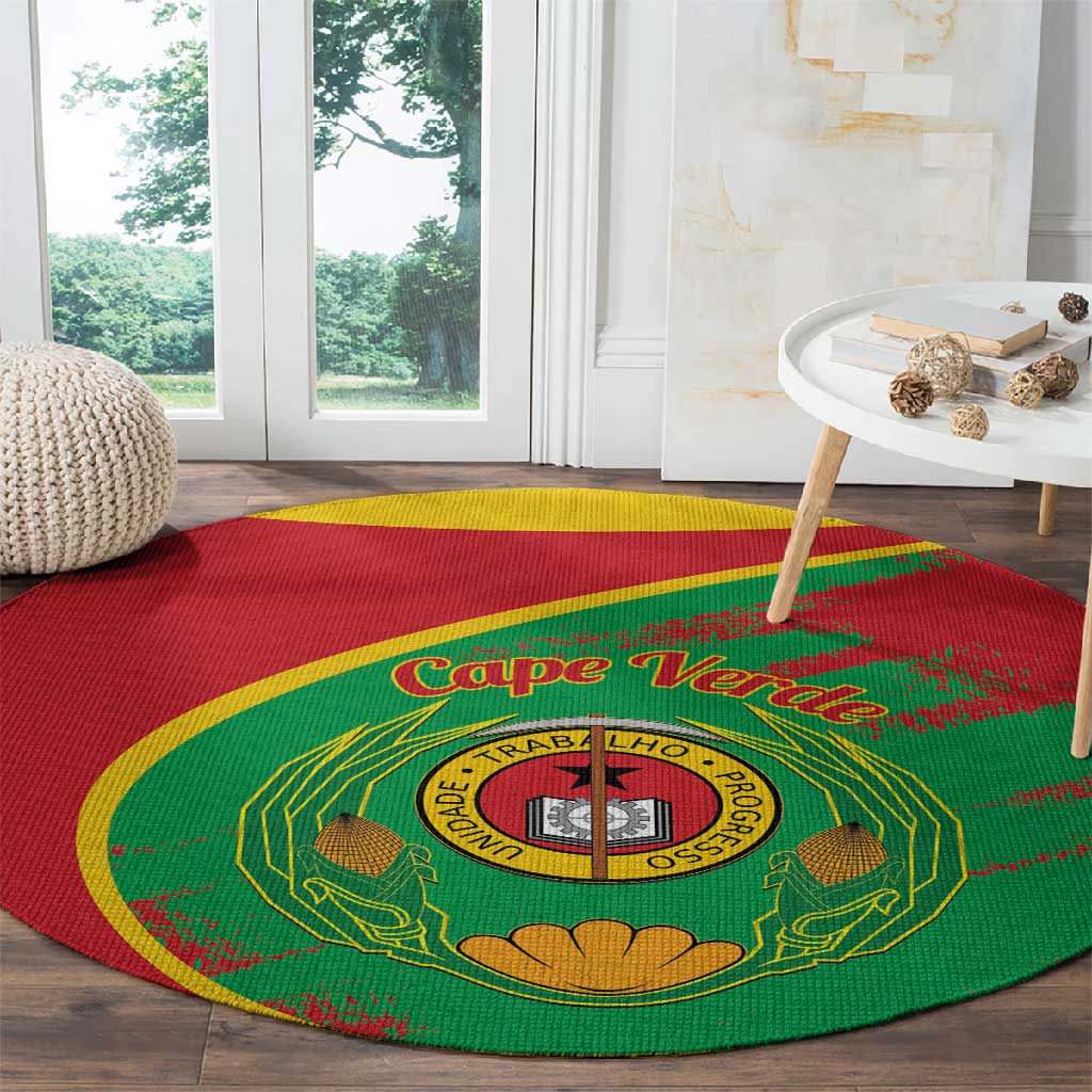 Cape Verde 1975-1992 Round Carpet Coat Of Arms Grunge Style LT14