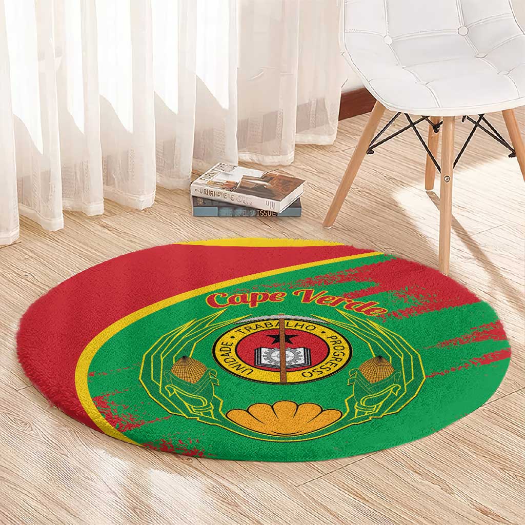 Cape Verde 1975-1992 Round Carpet Coat Of Arms Grunge Style LT14