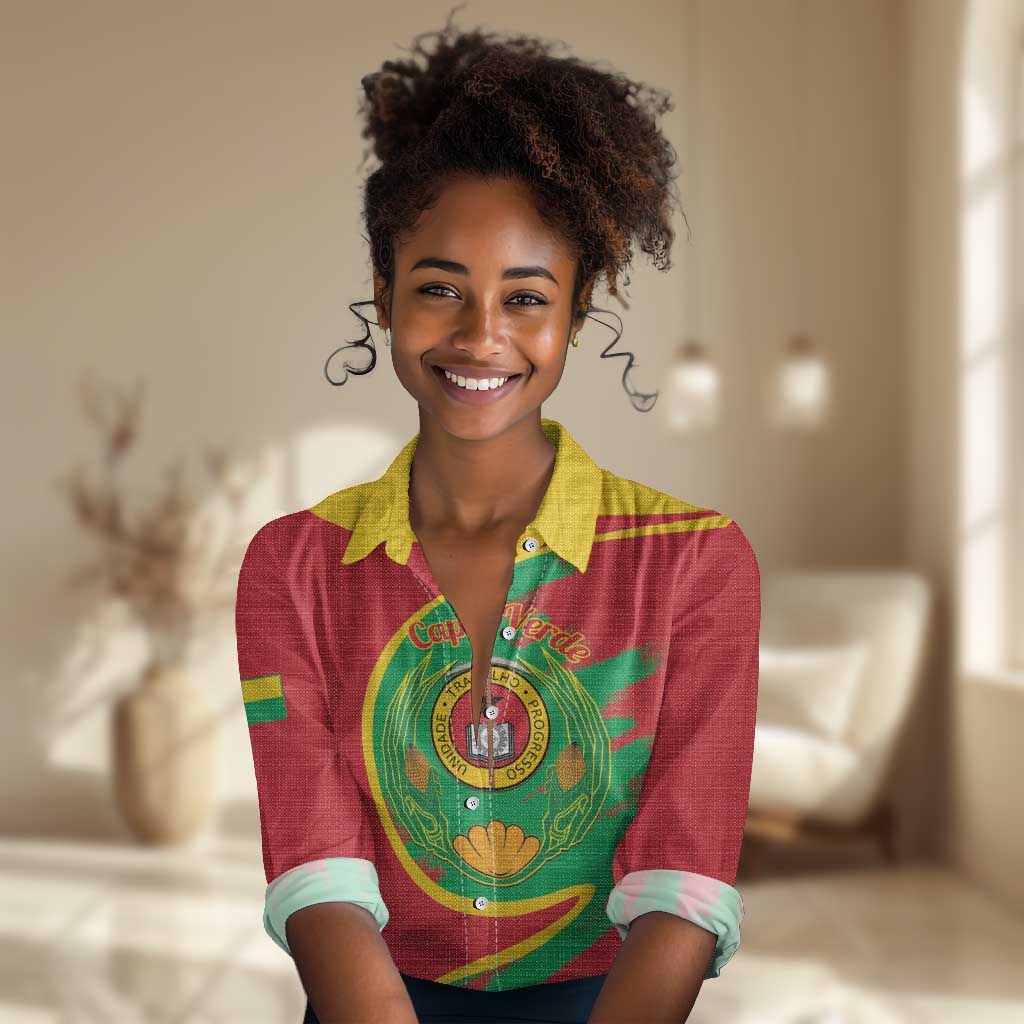 Cape Verde 1975-1992 Women Casual Shirt Coat Of Arms Grunge Style LT14