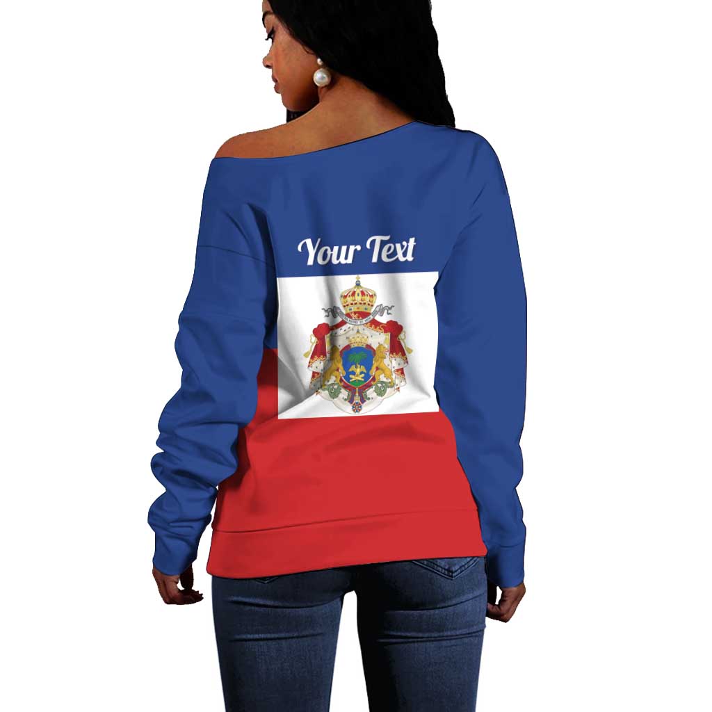 Personalised Second Empire of Haiti 1849-1859 Off Shoulder Sweater Anpi an Ayiti Flag Style LT14