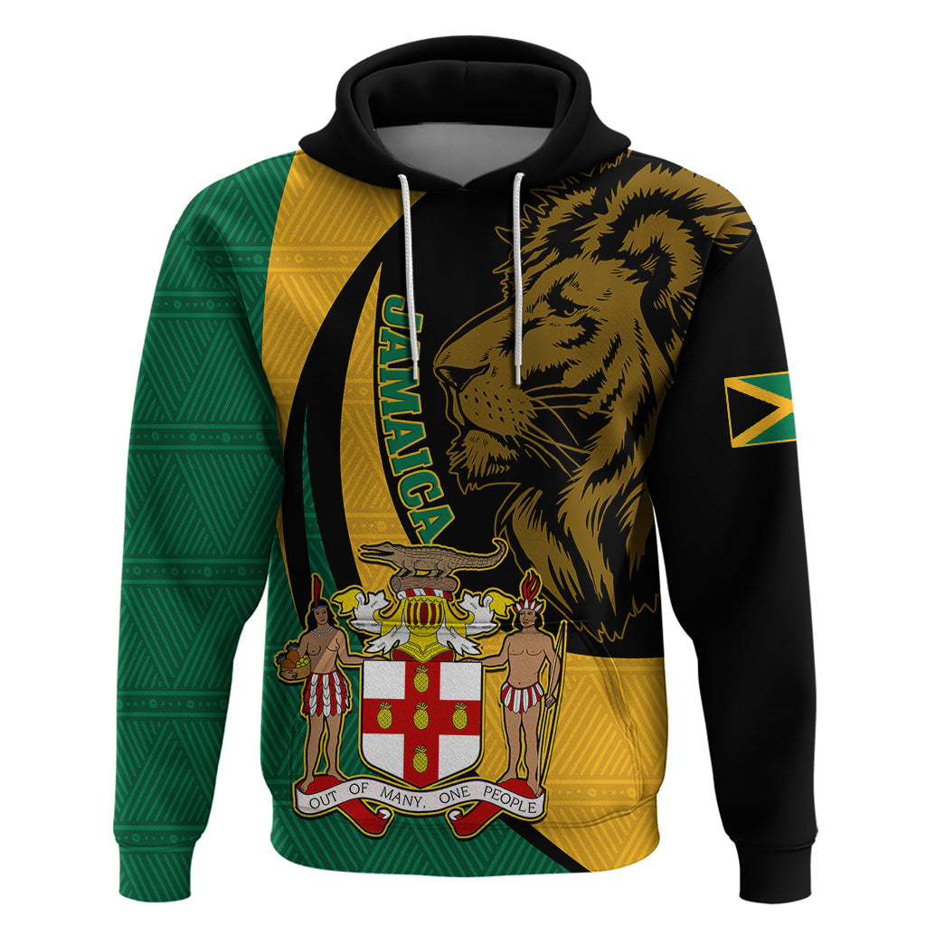 Jamaica Hoodie Jumieka Coat Of Arms Lion Mix African Pattern LT14