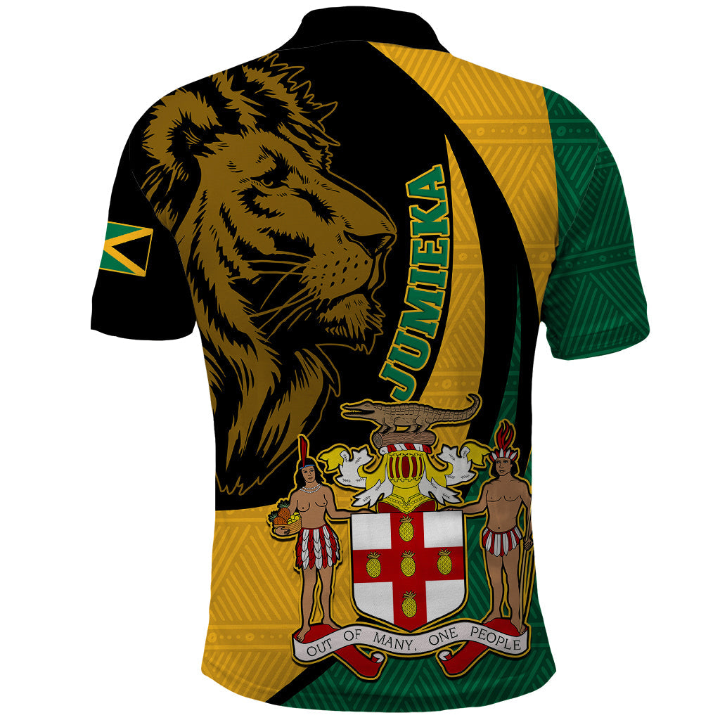 Jamaica Polo Shirt Jumieka Coat Of Arms Lion Mix African Pattern LT14