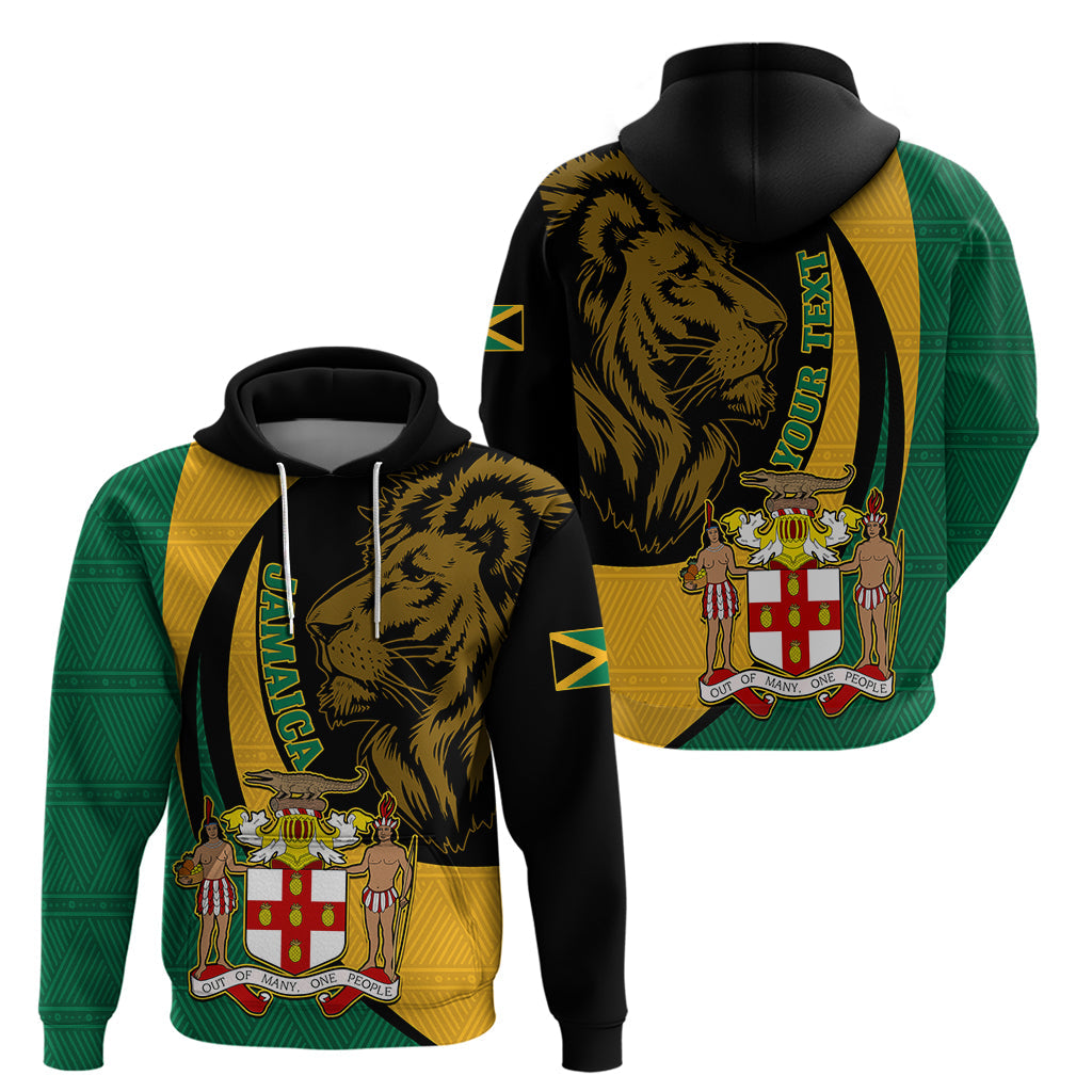 Personalised Jamaica Hoodie Jumieka Coat Of Arms Lion Mix African Pattern LT14
