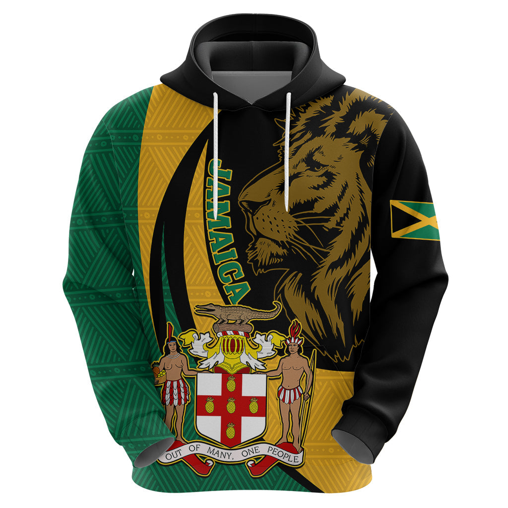 Personalised Jamaica Hoodie Jumieka Coat Of Arms Lion Mix African Pattern LT14