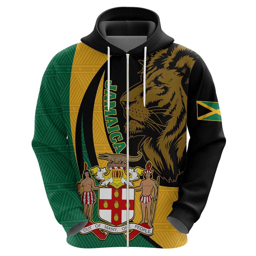 Personalised Jamaica Hoodie Jumieka Coat Of Arms Lion Mix African Pattern LT14