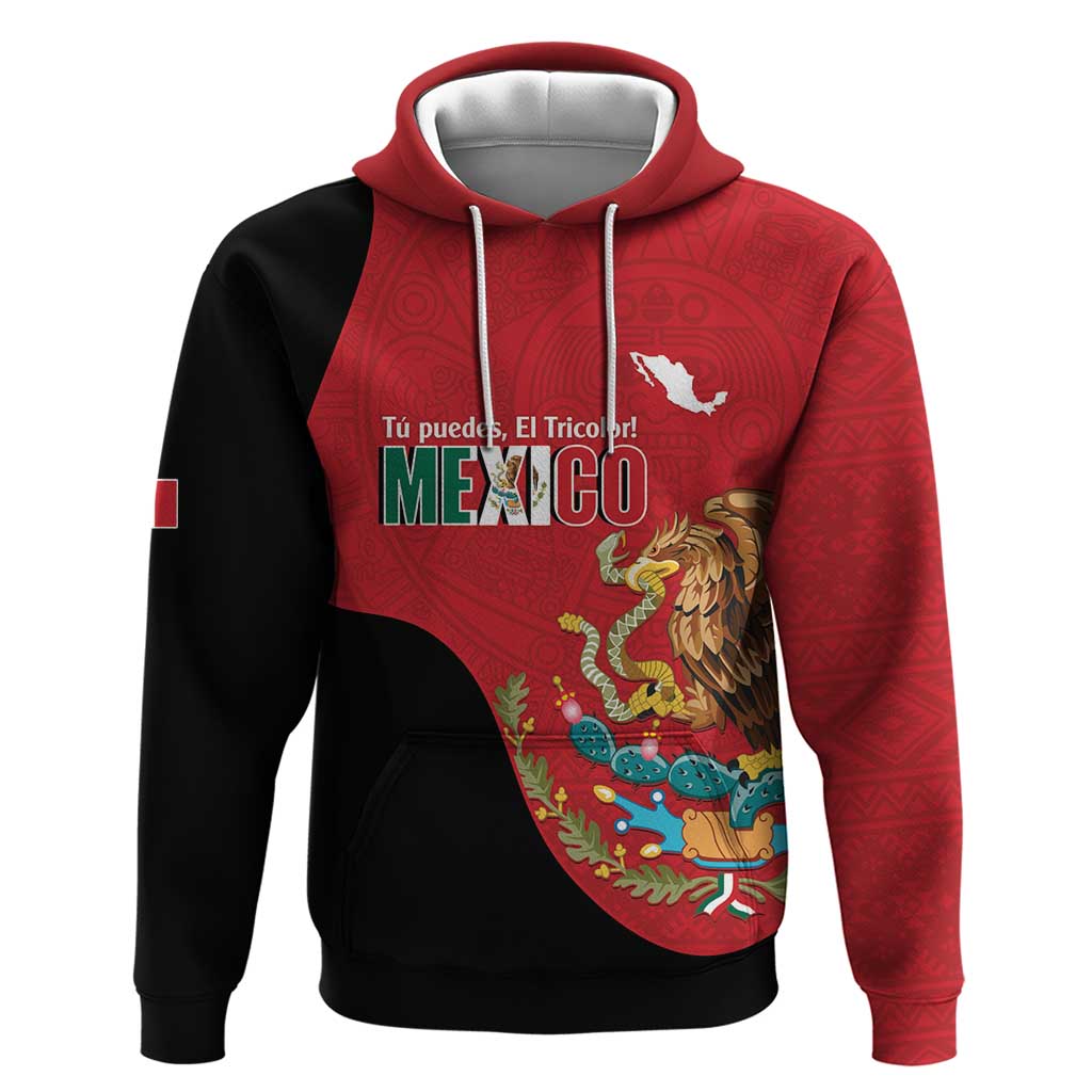 Custom Mexico Football Hoodie Tu Puedes El Tricolor Red LT14
