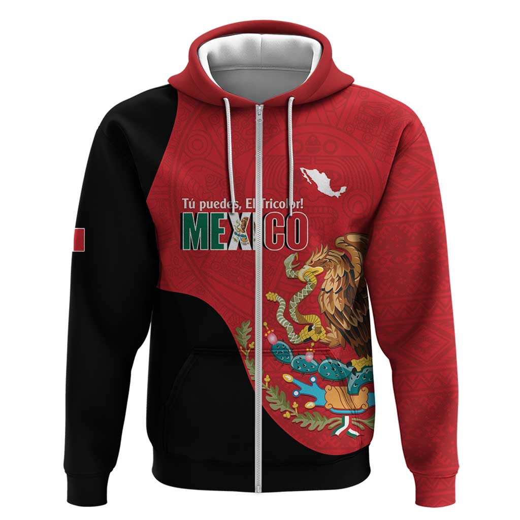 Custom Mexico Football Hoodie Tu Puedes El Tricolor Red LT14