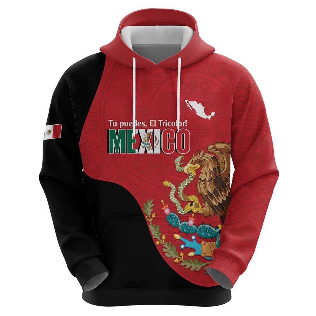 Custom Mexico Football Hoodie Tu Puedes El Tricolor Red LT14