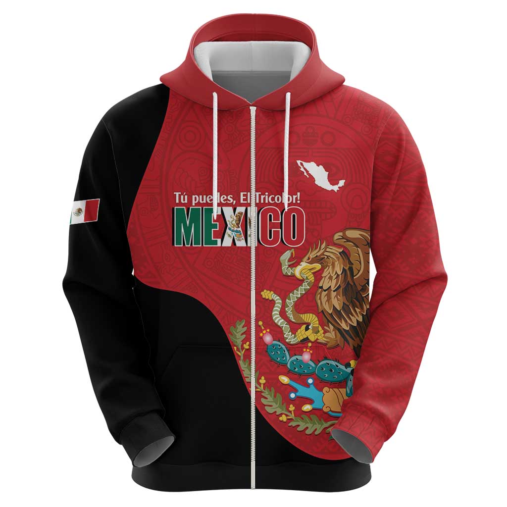 Custom Mexico Football Hoodie Tu Puedes El Tricolor Red LT14
