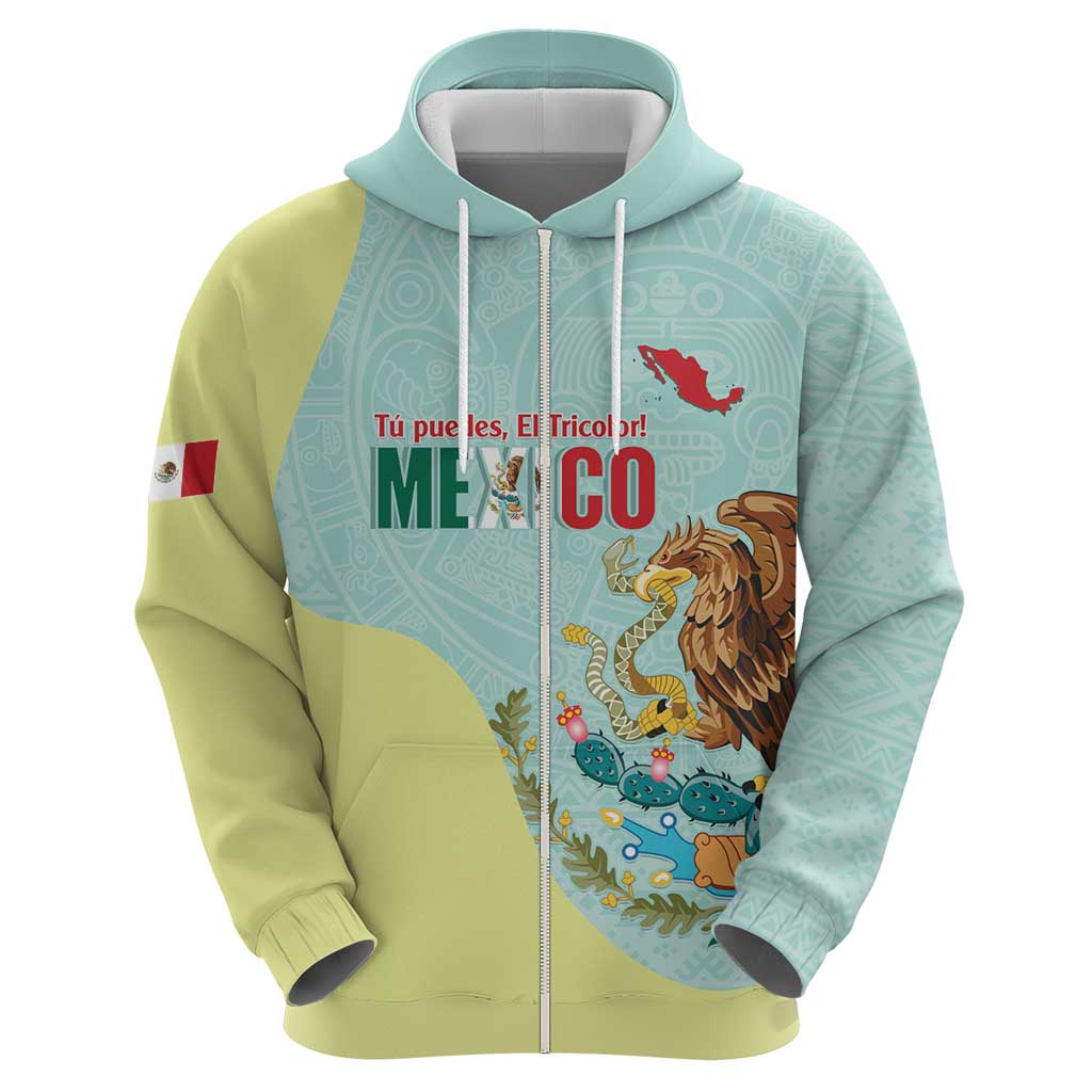 Custom Mexico Football Hoodie Tu Puedes El Tricolor Cyan LT14