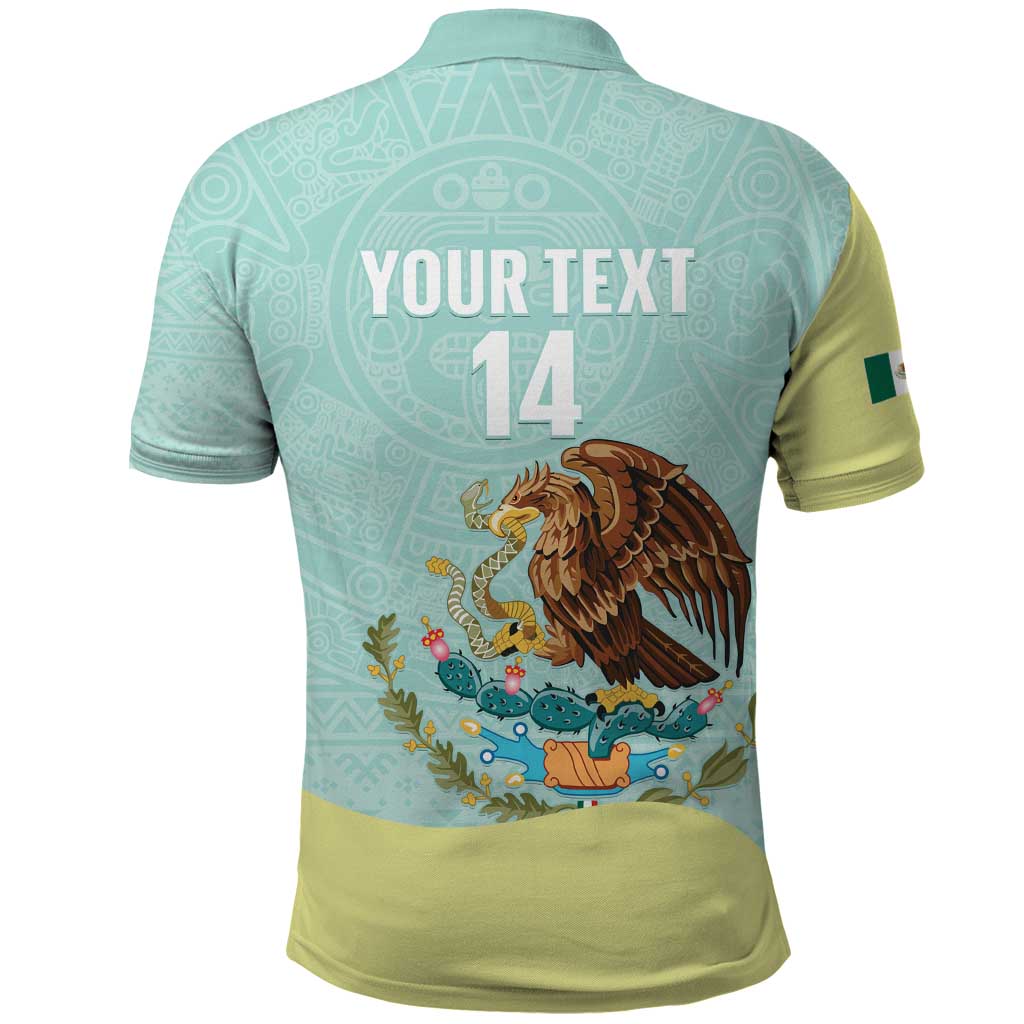 Custom Mexico Football Polo Shirt Tu Puedes El Tricolor Cyan LT14