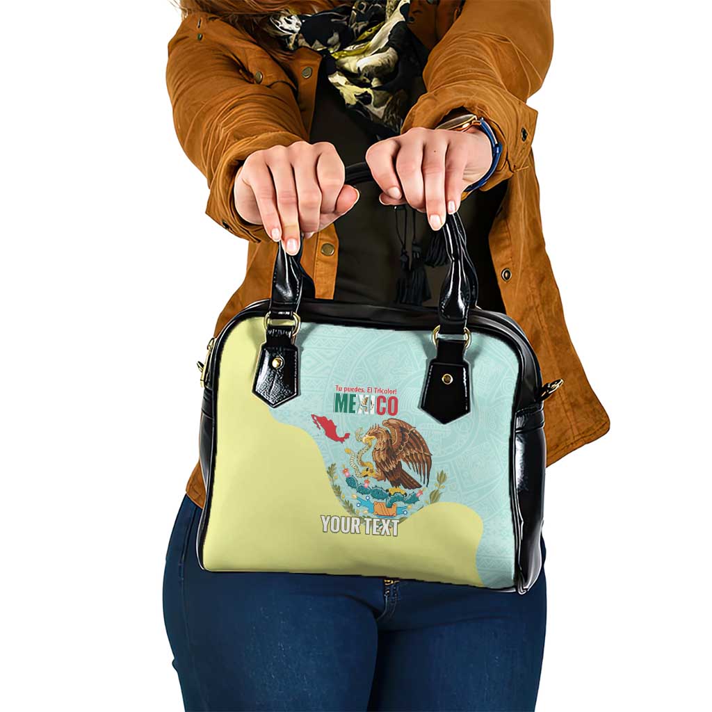 Custom Mexico Football Shoulder Handbag Tu Puedes El Tricolor Cyan LT14