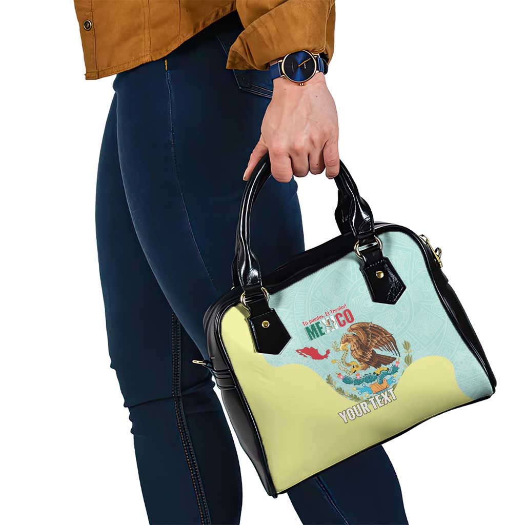 Custom Mexico Football Shoulder Handbag Tu Puedes El Tricolor Cyan LT14