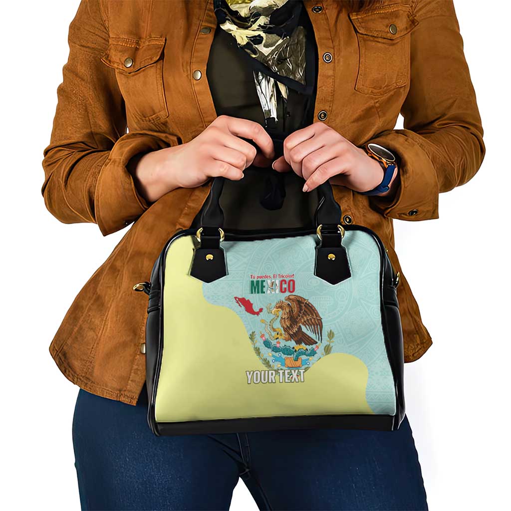 Custom Mexico Football Shoulder Handbag Tu Puedes El Tricolor Cyan LT14