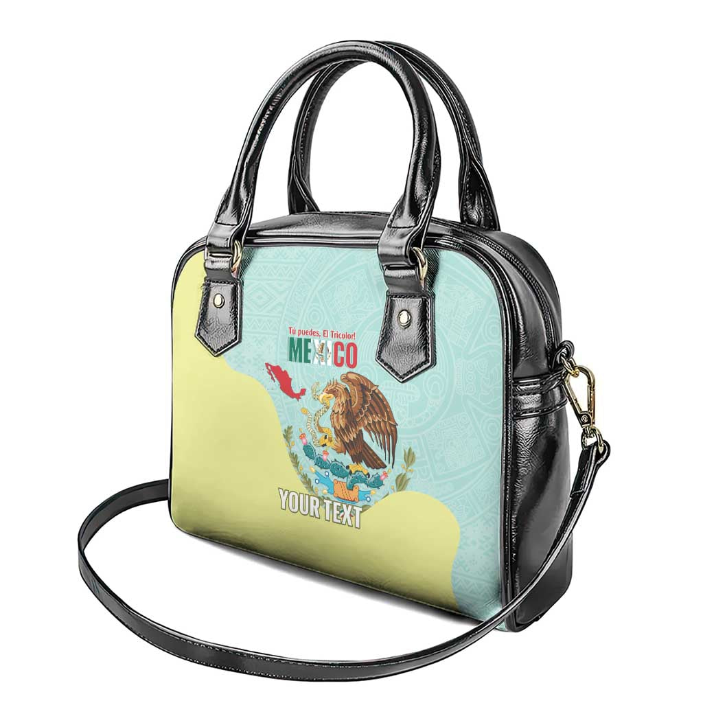 Custom Mexico Football Shoulder Handbag Tu Puedes El Tricolor Cyan LT14