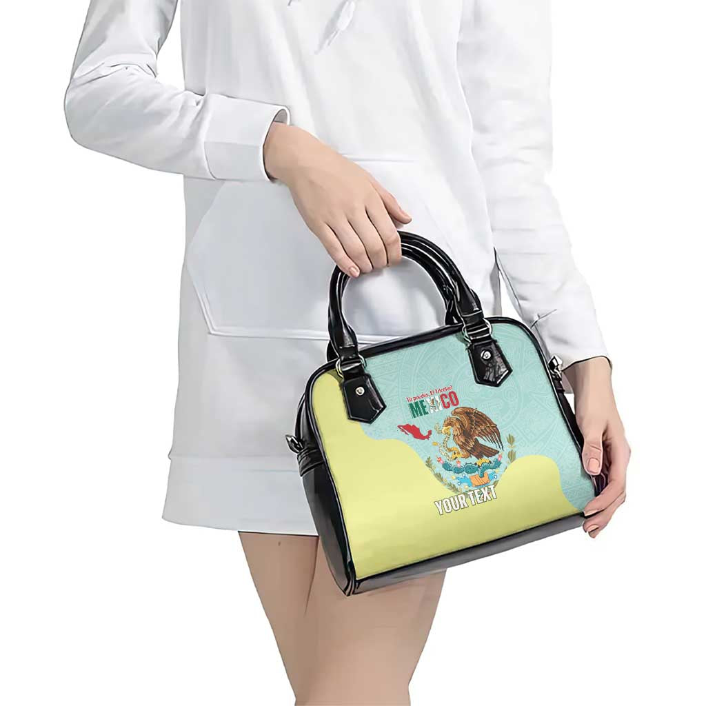 Custom Mexico Football Shoulder Handbag Tu Puedes El Tricolor Cyan LT14