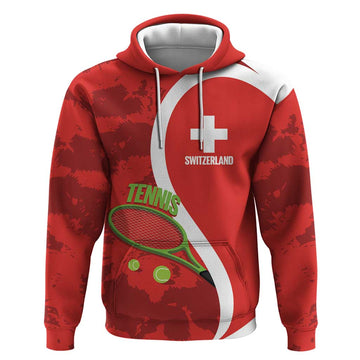 Personalised Switzerland Tennis Hoodie Swiss Born To Play LT14