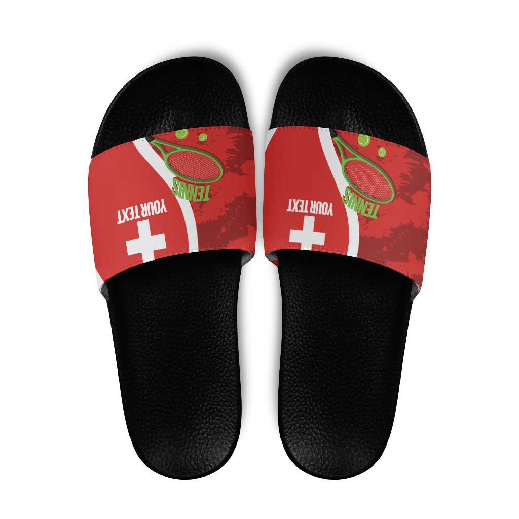 Personalised Switzerland Tennis Slide Sandals Swiss Born To Play LT14