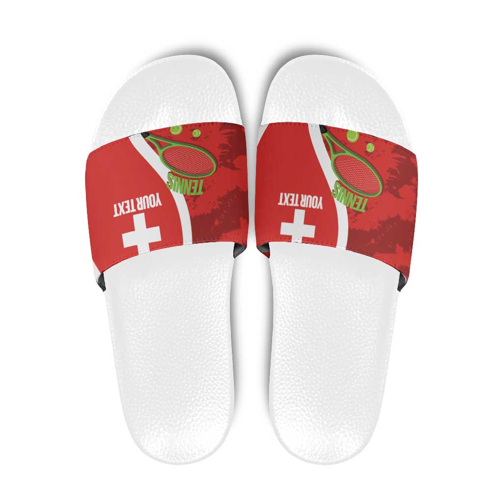 Personalised Switzerland Tennis Slide Sandals Swiss Born To Play LT14