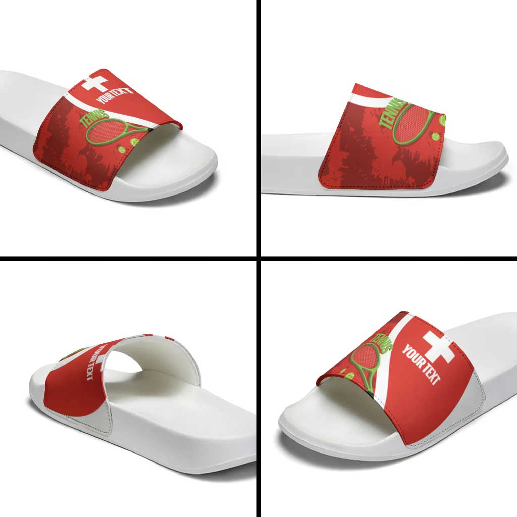Personalised Switzerland Tennis Slide Sandals Swiss Born To Play LT14