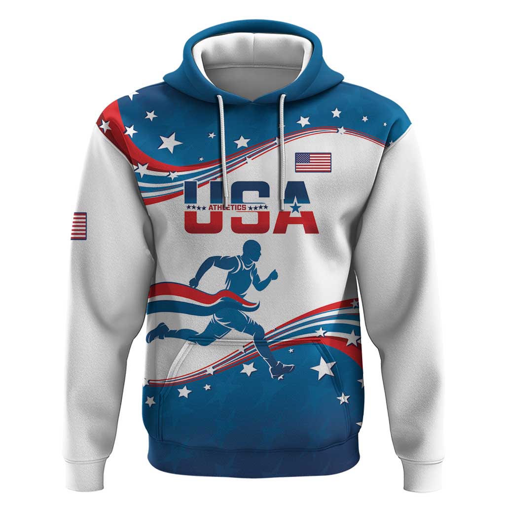 Custom USA Athletics Hoodie 2024 United States Flag Curve Style LT14