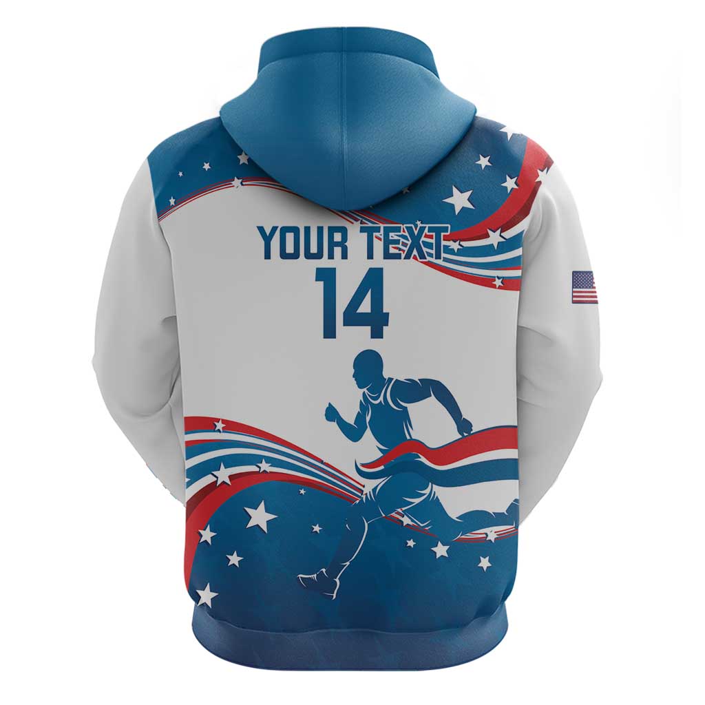 Custom USA Athletics Hoodie 2024 United States Flag Curve Style LT14