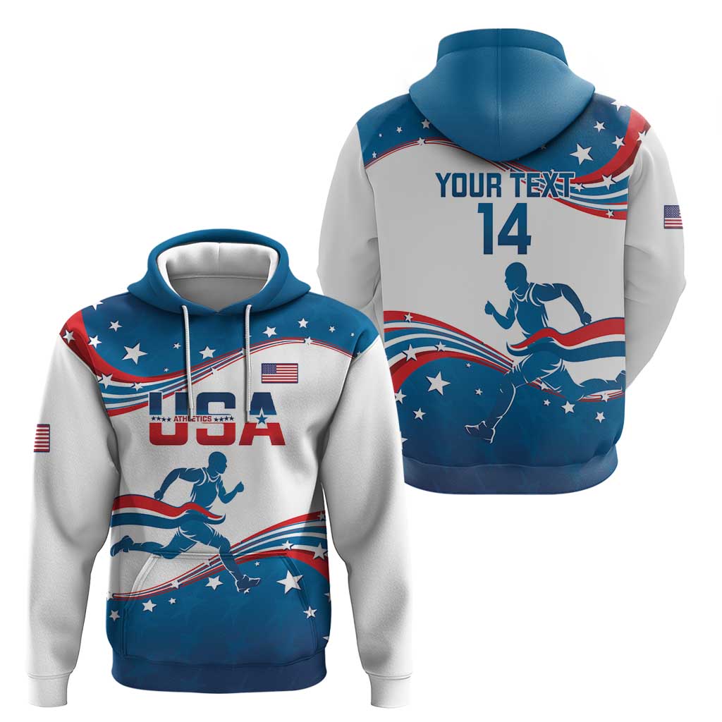 Custom USA Athletics Hoodie 2024 United States Flag Curve Style LT14