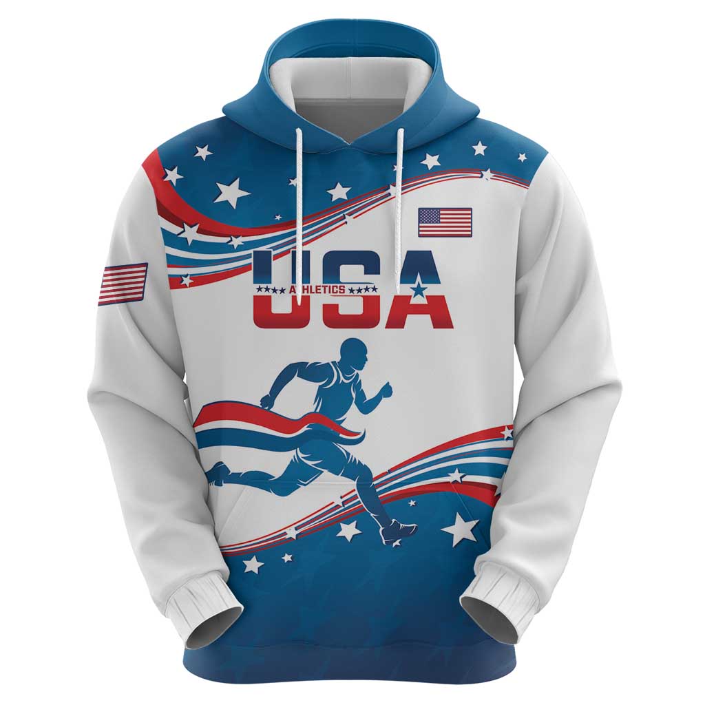 Custom USA Athletics Hoodie 2024 United States Flag Curve Style LT14