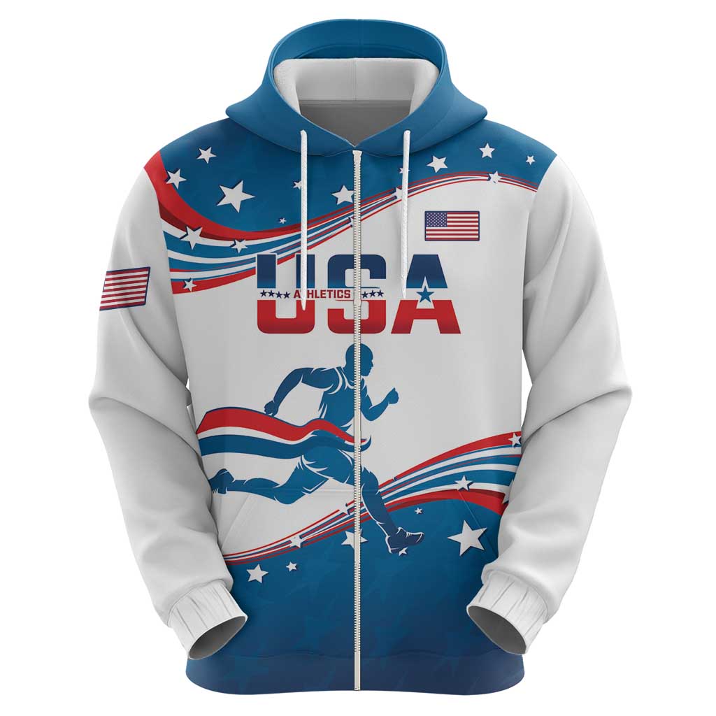 Custom USA Athletics Hoodie 2024 United States Flag Curve Style LT14