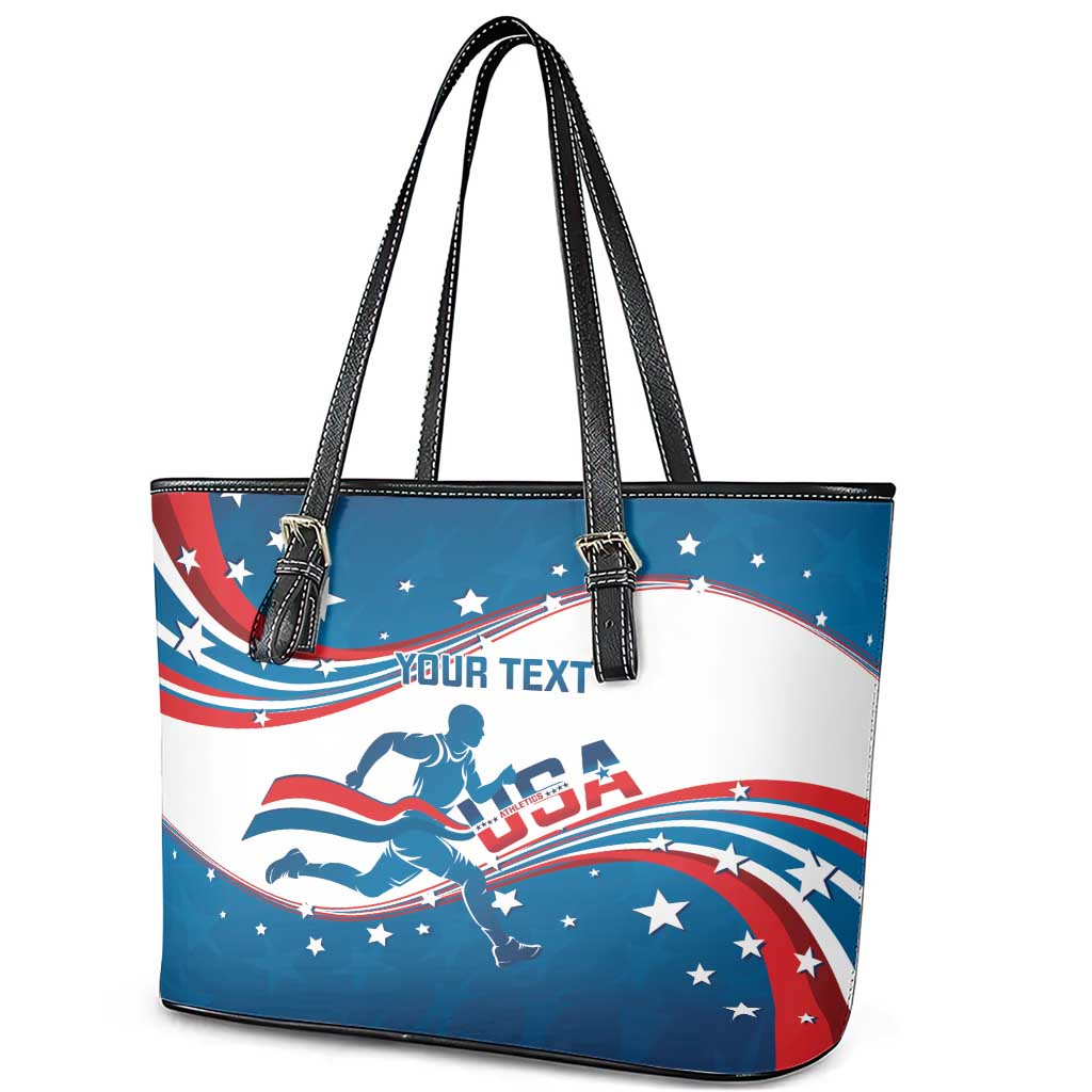 Custom USA Athletics Leather Tote Bag 2024 United States Flag Curve Style LT14