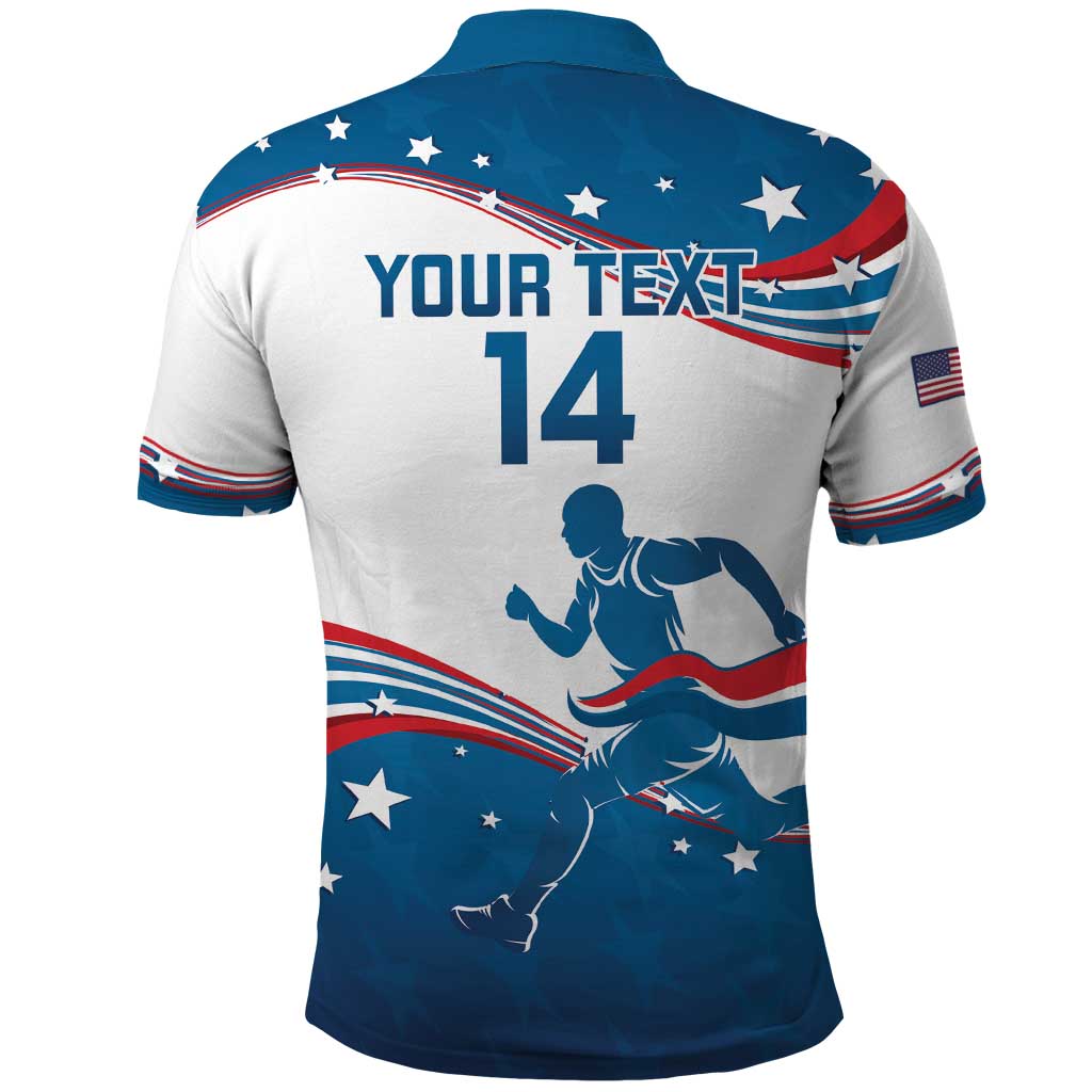 Custom USA Athletics Polo Shirt 2024 United States Flag Curve Style LT14