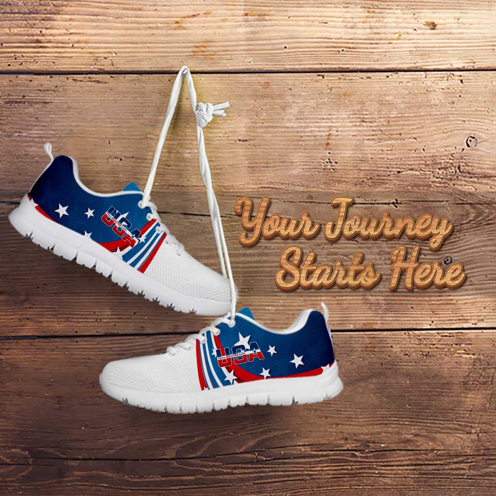 USA Athletics Sneakers 2024 United States Flag Curve Style LT14