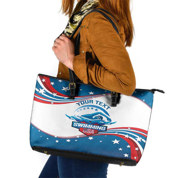 Personalized USA Swimming Leather Tote Bag 2024 We Are The Champions LT14