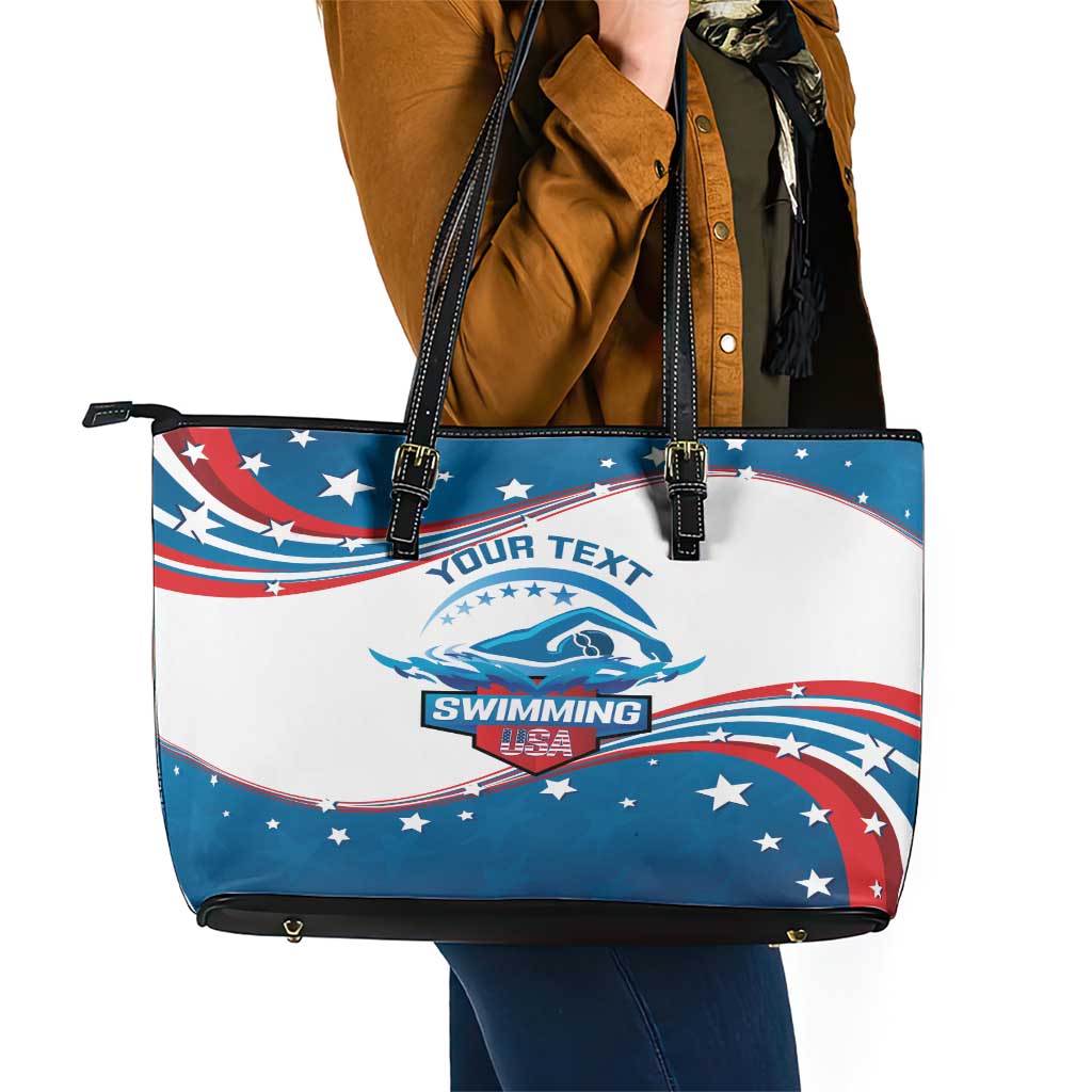 Personalized USA Swimming Leather Tote Bag 2024 We Are The Champions LT14