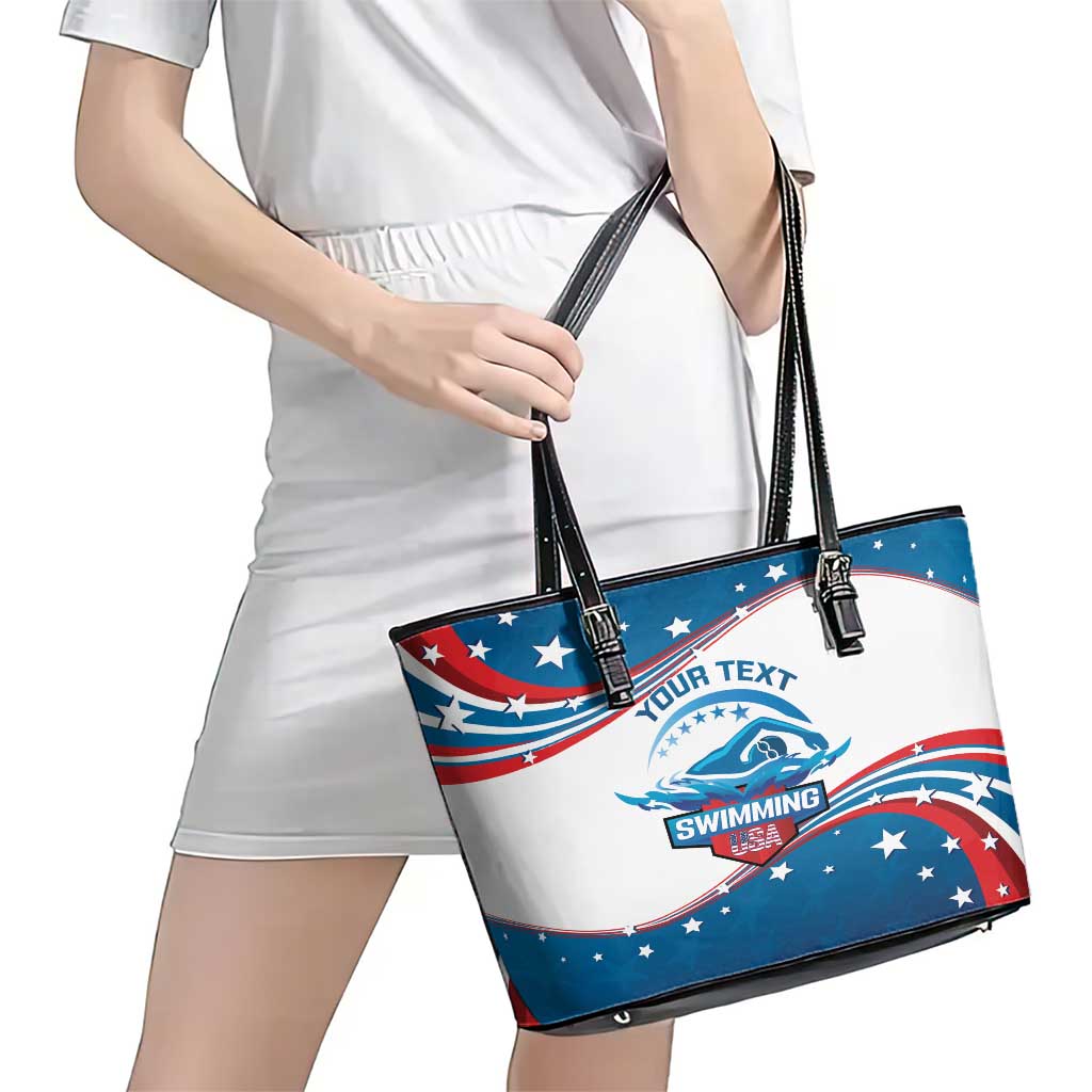 Personalized USA Swimming Leather Tote Bag 2024 We Are The Champions LT14