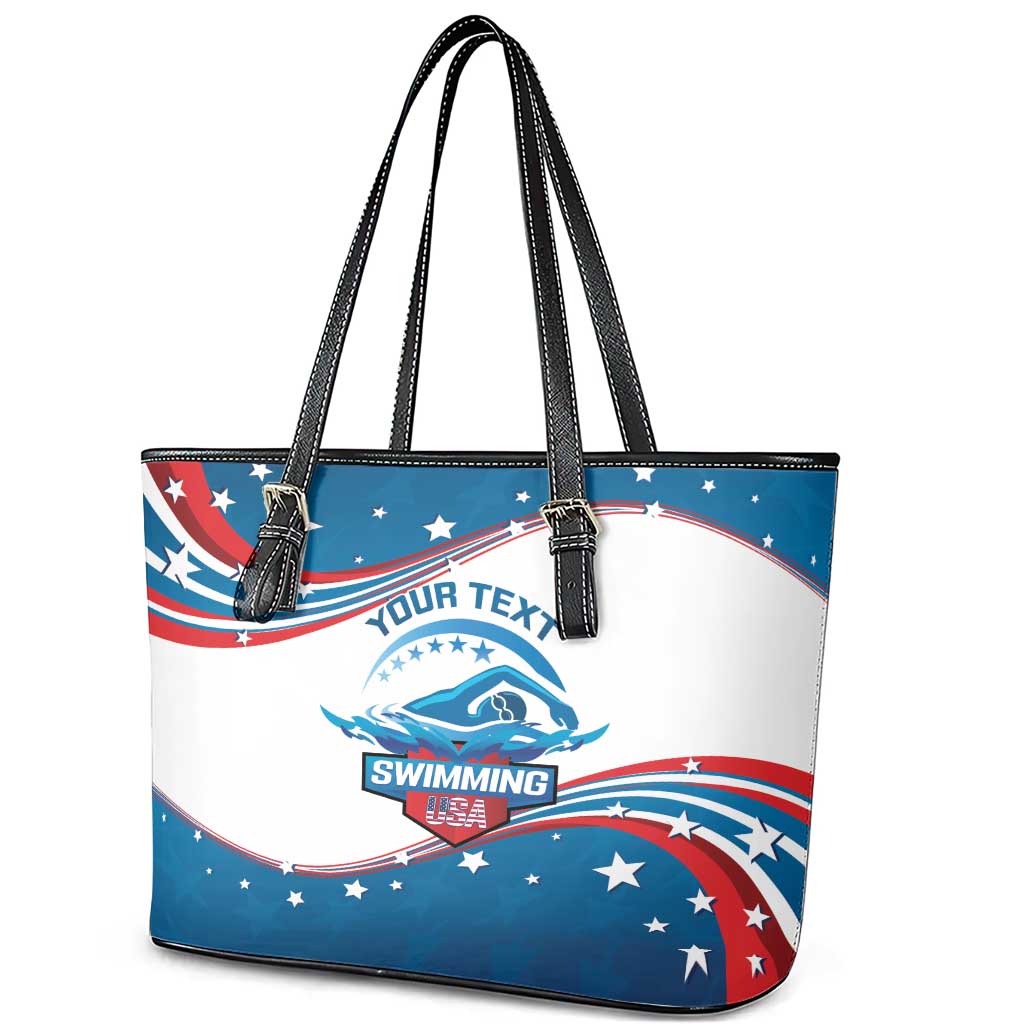 Personalized USA Swimming Leather Tote Bag 2024 We Are The Champions LT14
