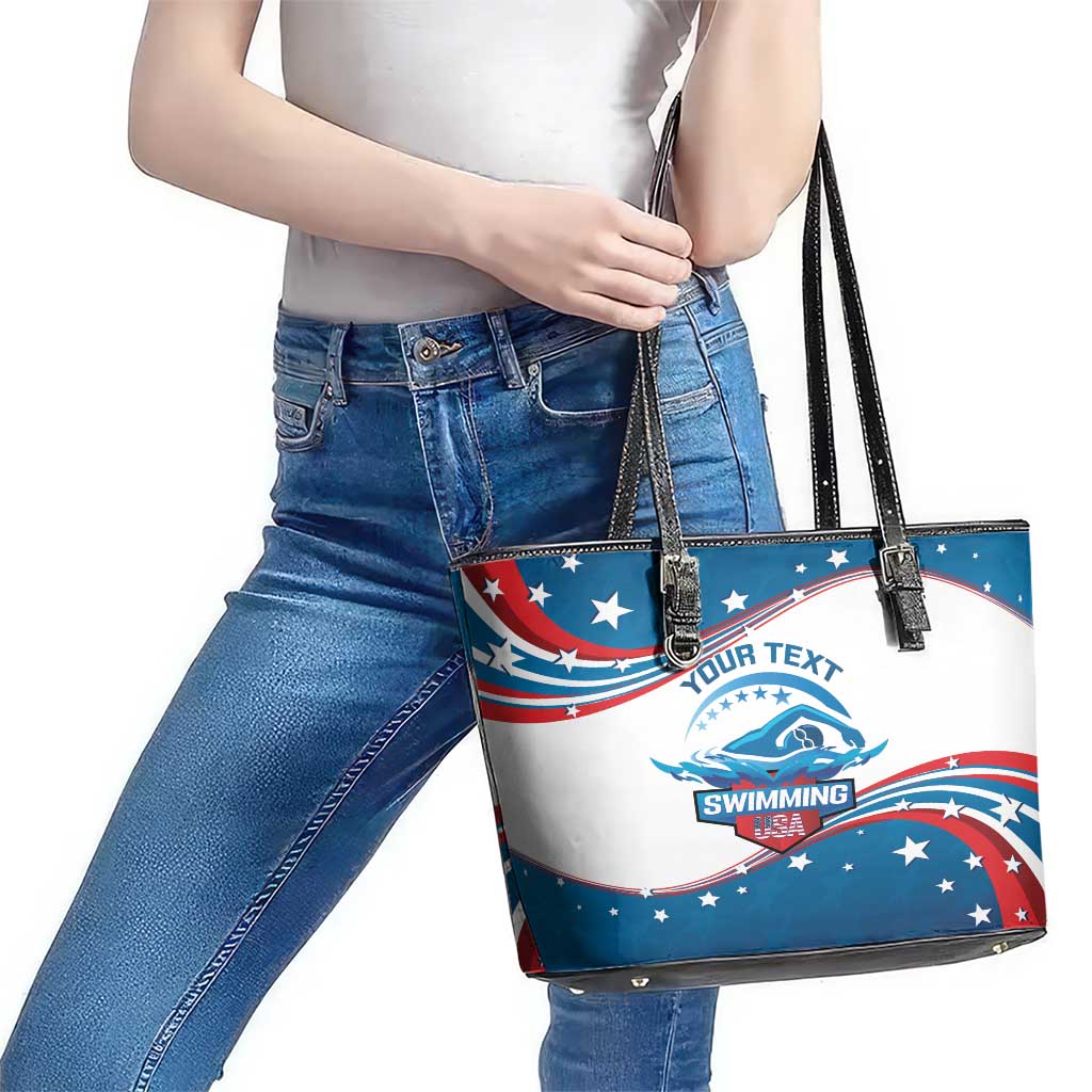 Personalized USA Swimming Leather Tote Bag 2024 We Are The Champions LT14