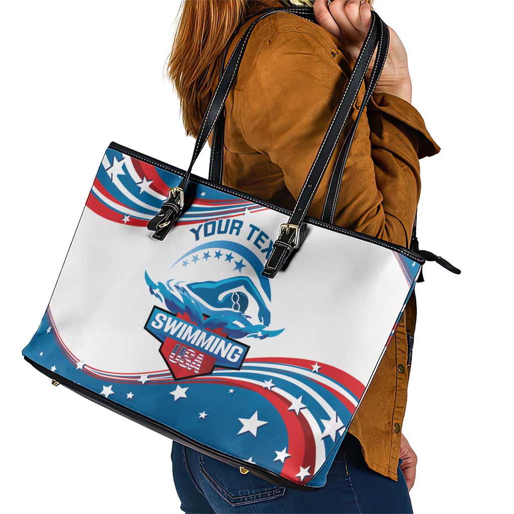 Personalized USA Swimming Leather Tote Bag 2024 We Are The Champions LT14