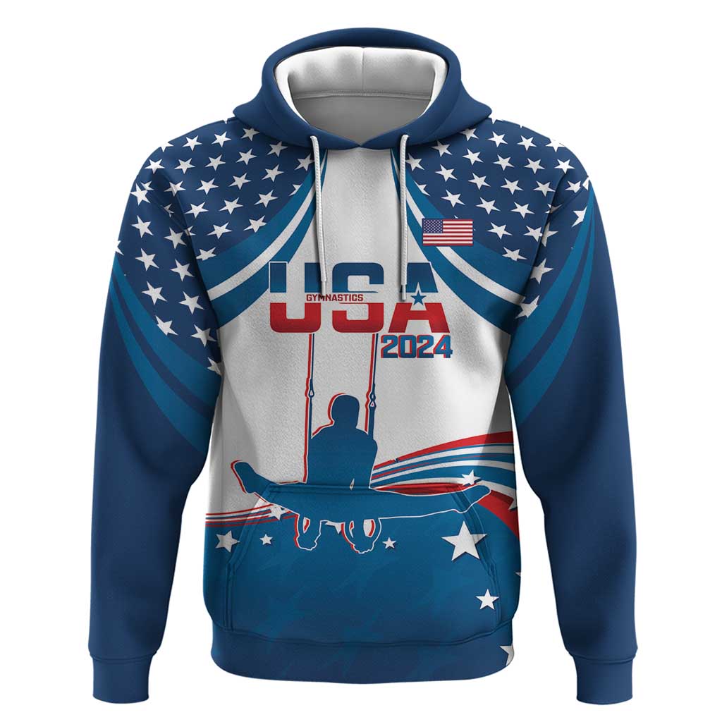 Personalized USA Gymnastics Hoodie 2024 United States Flag Curve Style LT14